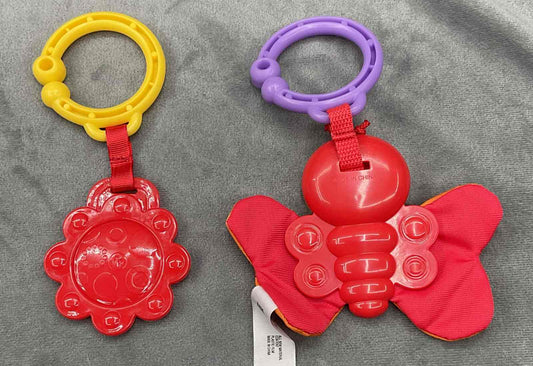 Fisher Price Sit Me Up Floor Seat Froggy Replacement Part Pair of Teething Toys Butterfly