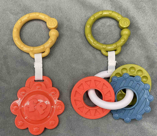 Fisher Price Sit Me Up Floor Seat Cute Cow Replacement Pair Hanging Toy Teether Gears