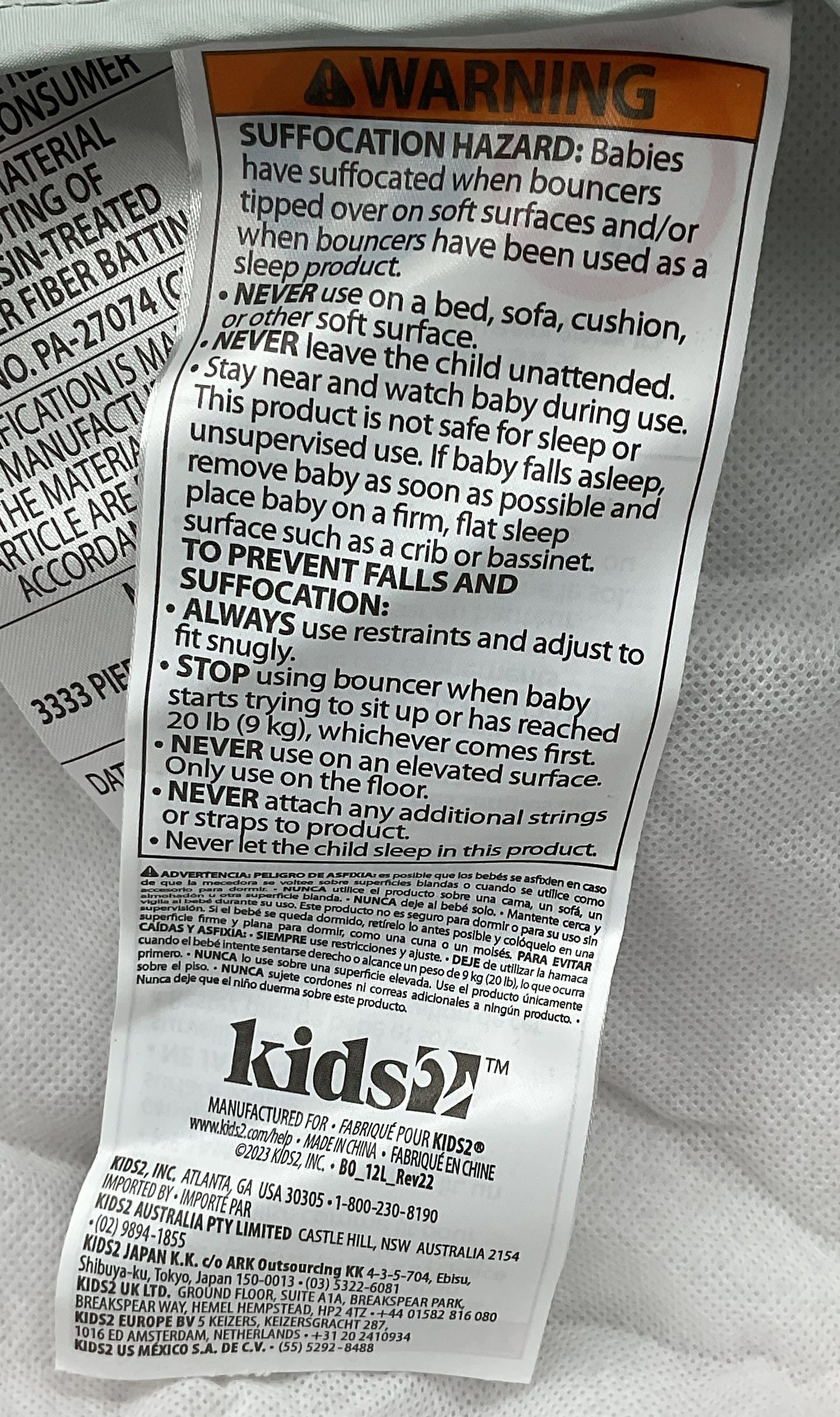 Bright Starts  Vibrating Bouncer Pink Paradise Chair Replacement Fabric Seat Cover