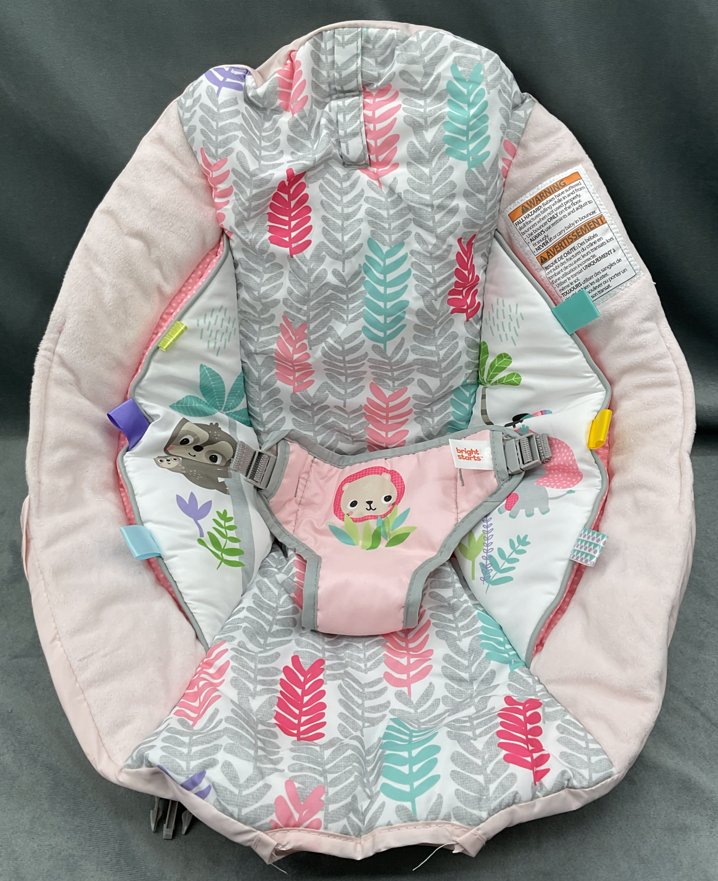 Bright Starts Rosy Vines Comfy Bouncer Replacement Pink Fabric Seat Cover