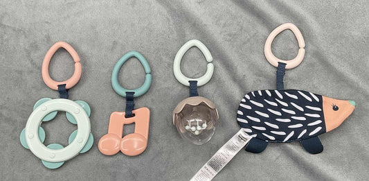 Fisher Price DKick N Play Gym Piano Navy Fawn Replacement Part Set 4 Hanging Toys