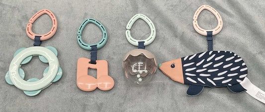 Fisher Price DKick N Play Gym Piano Navy Fawn Replacement Part Set 4 Hanging Toys