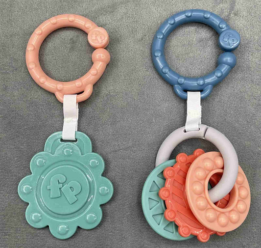Fisher Price Sit Me Up Floor Seat Rainbow Showers Replacement Part Pair of Teething Toys