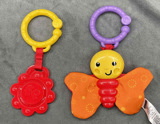 Fisher Price Sit Me Up Floor Seat Froggy Replacement Part Pair of Teething Toys Butterfly