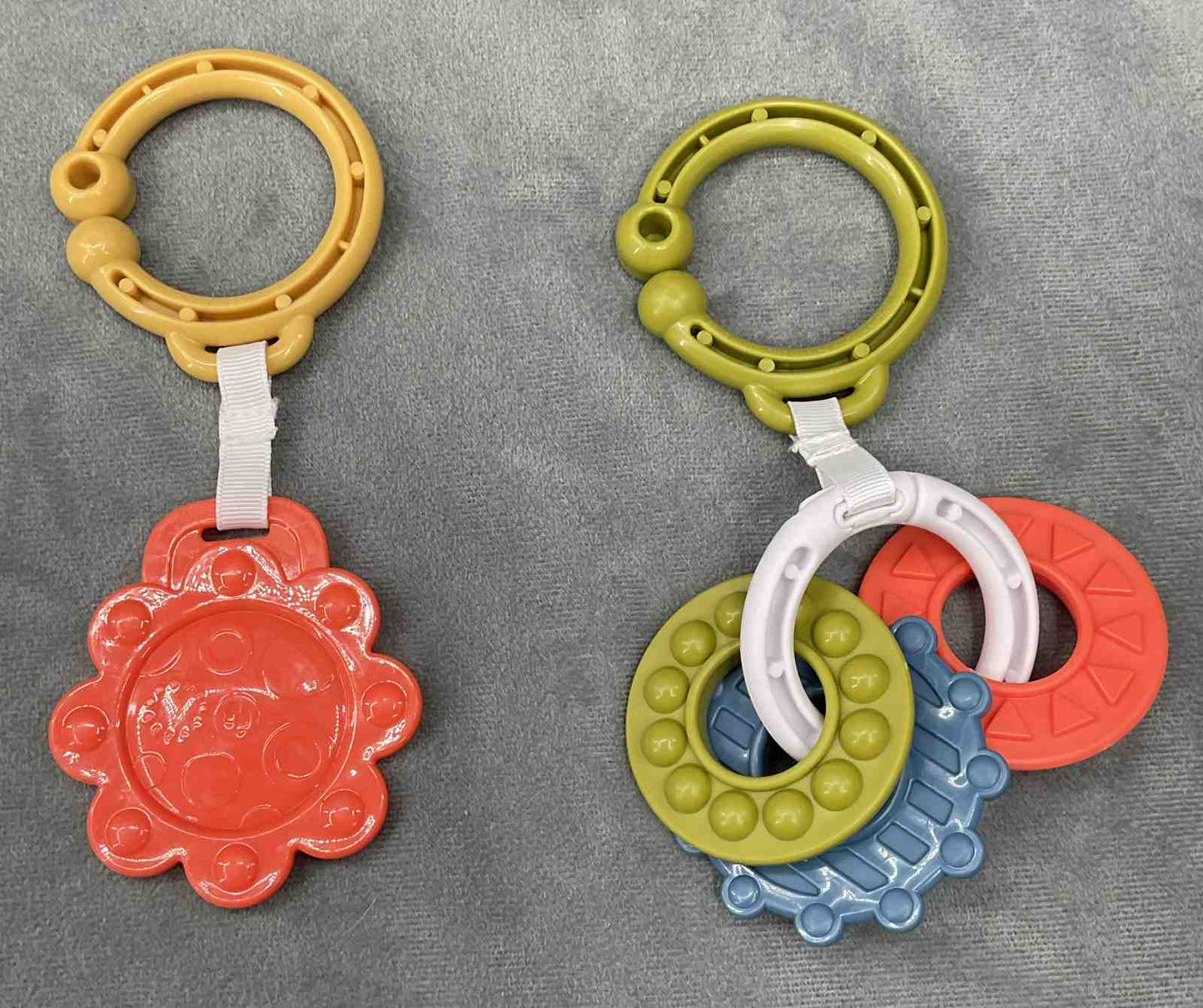 Fisher Price Sit Me Up Floor Seat Cute Cow Replacement Pair Hanging Toy Teether Gears