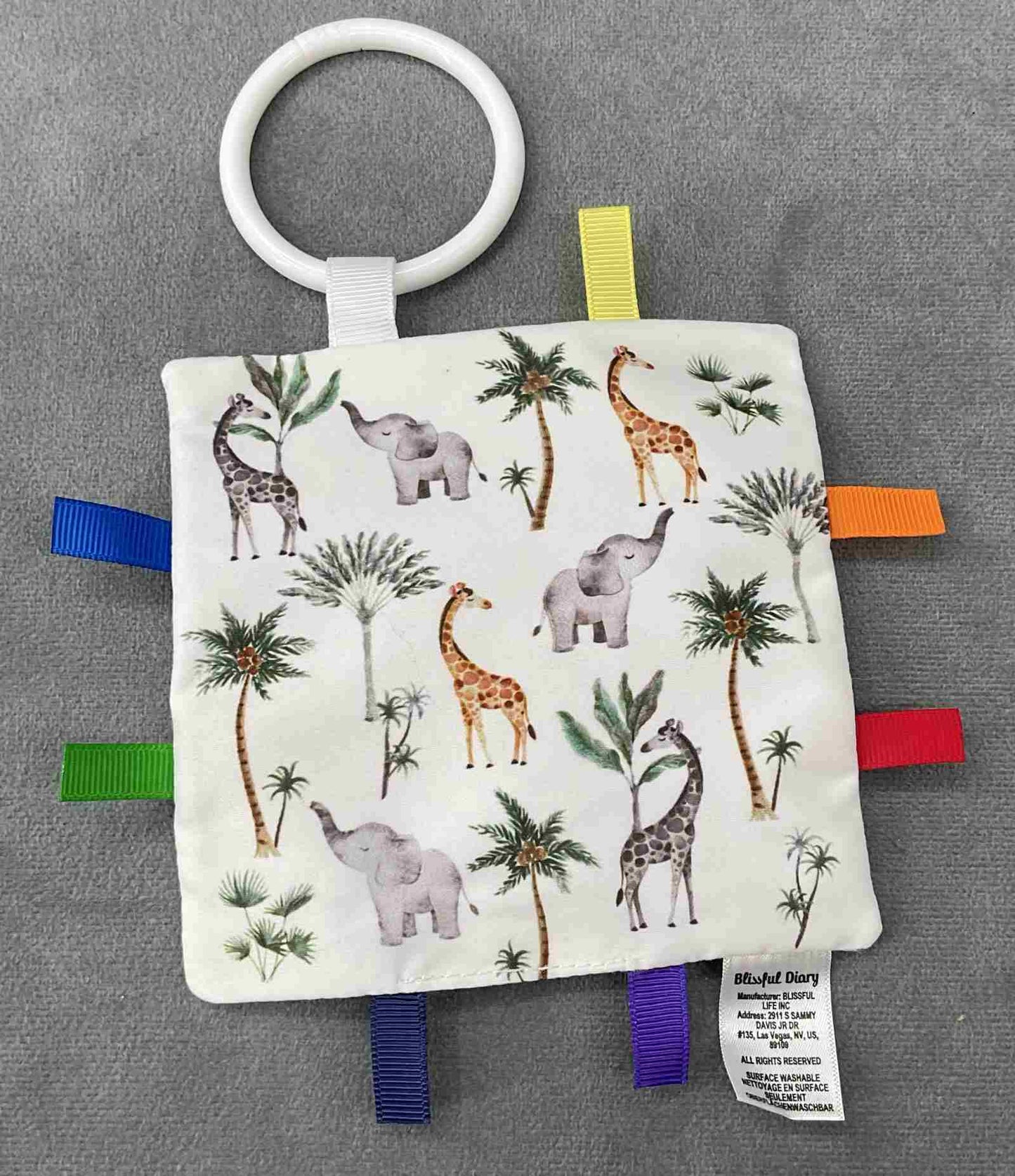 Blissful Diary Soft Pink Play Gym Replacement Fabric Crinkle Animal Toy