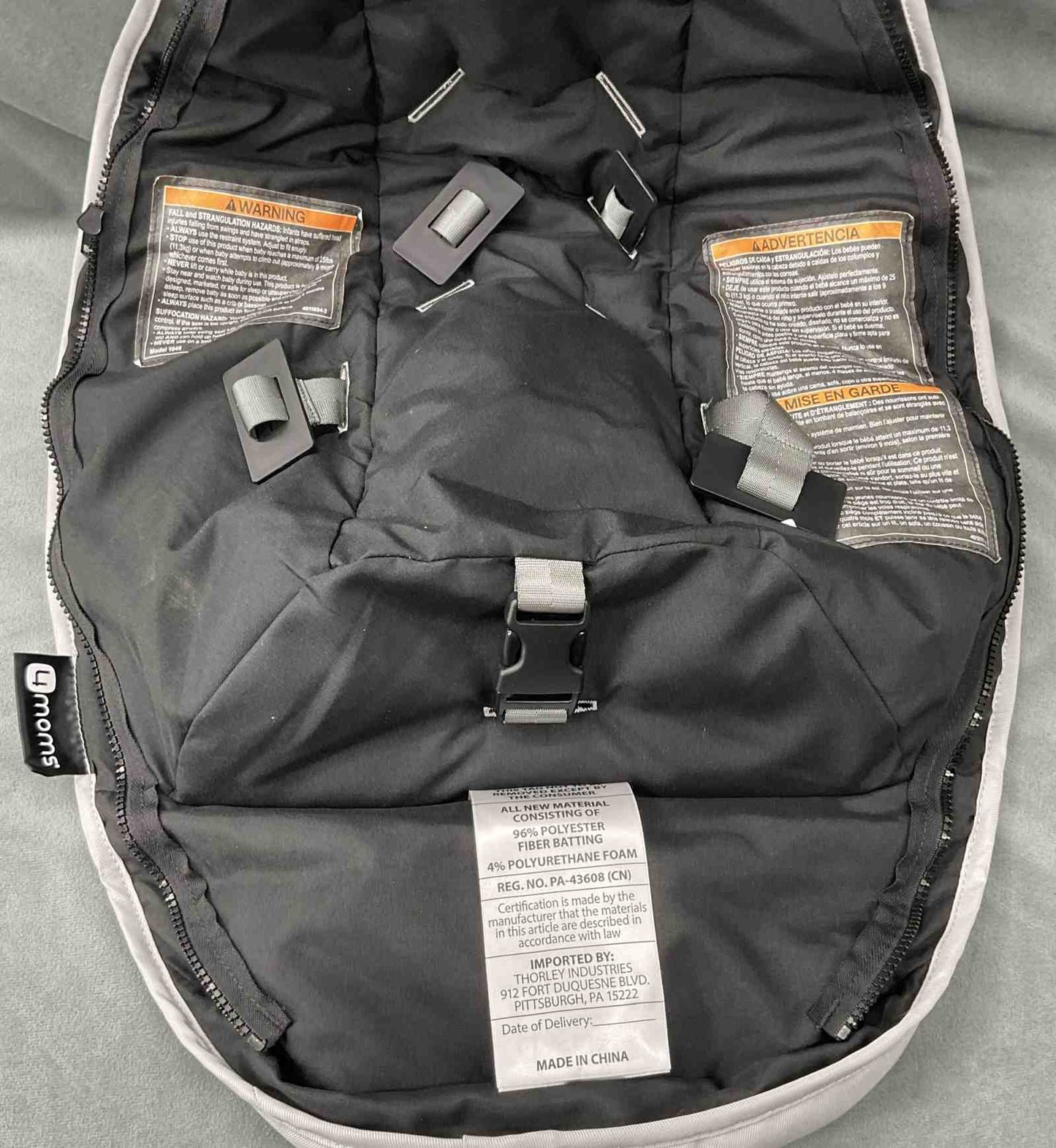 4moms MammaRoo Baby Swing Replacement Gray Seat Cover 1046