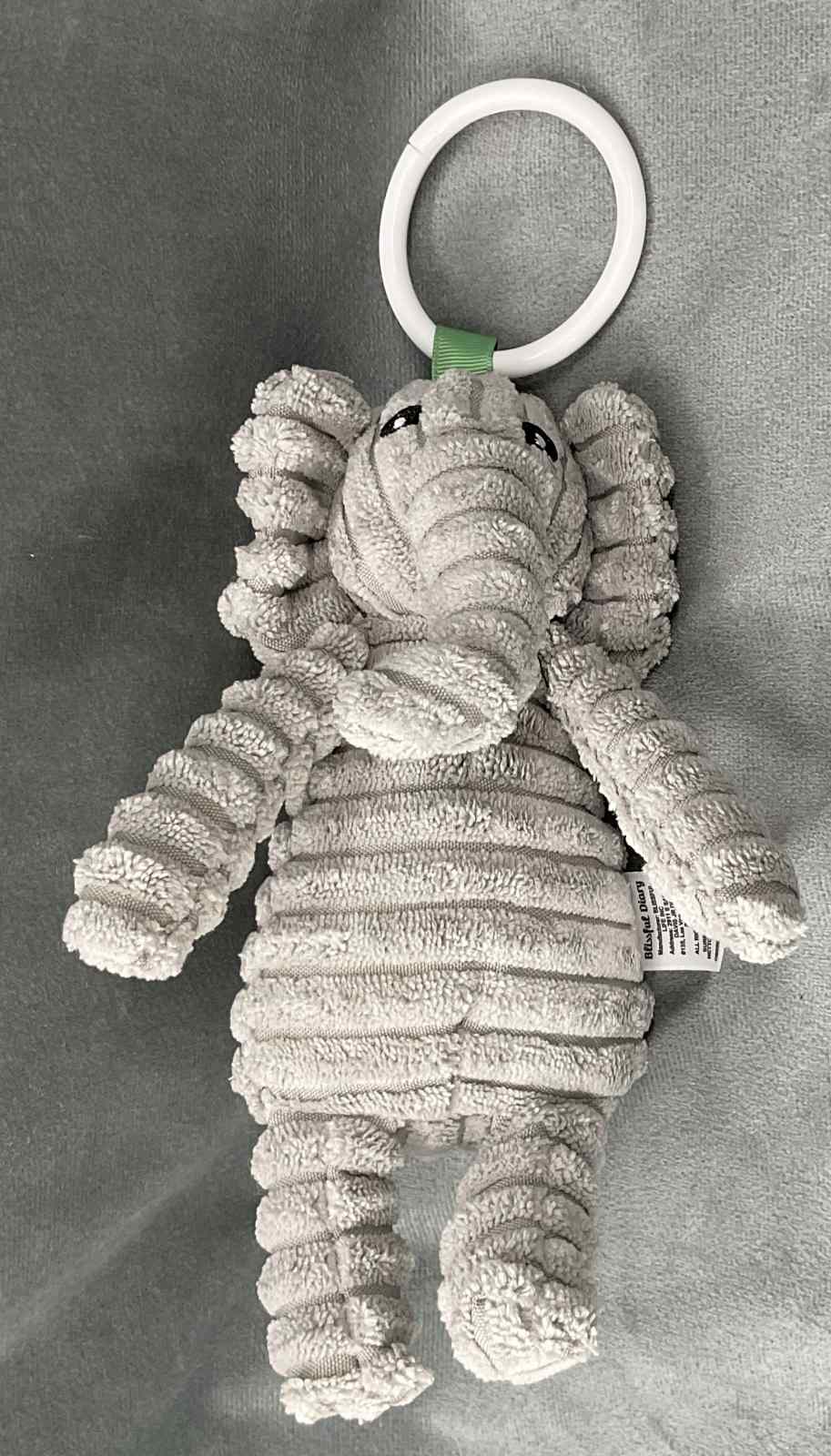 Blissful Diary Sage Green Play Gym Replacement Plush Gray Elephant