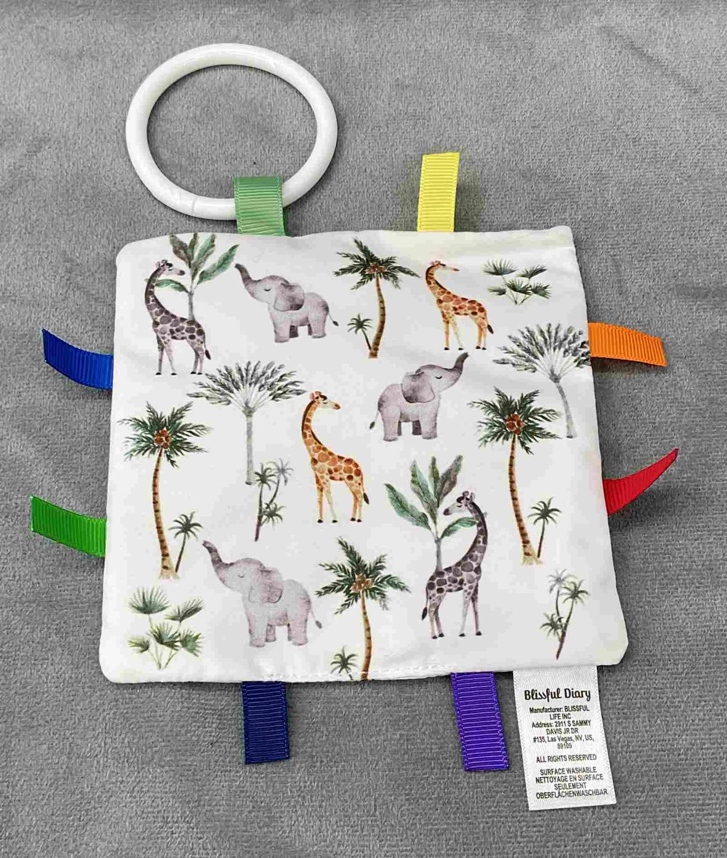 Blissful Diary Sage Green Play Gym Replacement Fabric Crinkle Animal Sensory